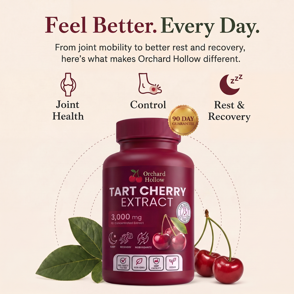 Less Stiffness & More Mobility In 2 Weeks | Pure Tart Cherry Extract 3,00mg | Cold-Extracted