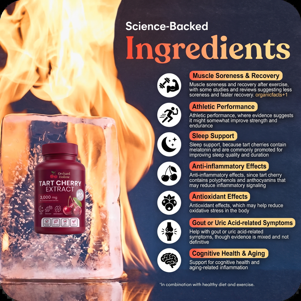 Less Stiffness & More Mobility In 2 Weeks | Pure Tart Cherry Extract 3,00mg | Cold-Extracted