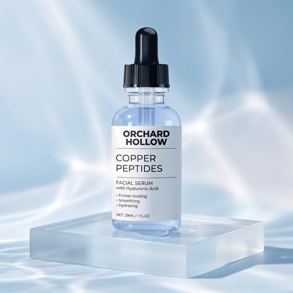 Orchard Hollow Copper Peptide Serum with Hyaluronic Acid - Firming Face Serum for Fine Lines