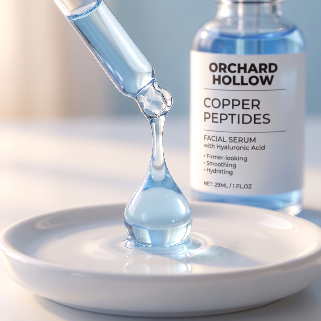 Orchard Hollow Copper Peptide Serum with Hyaluronic Acid - Firming Face Serum for Fine Lines